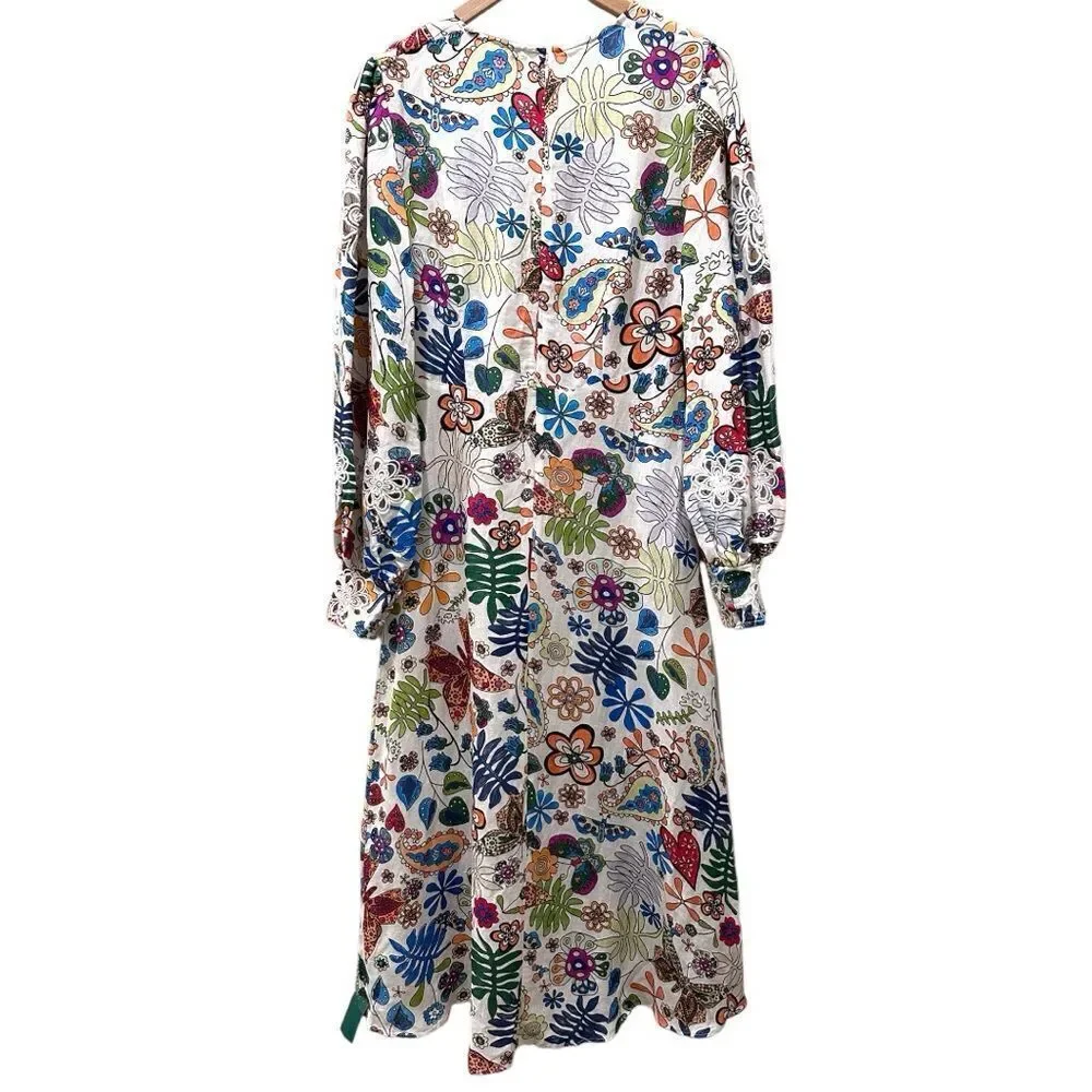 Rixo Dada Dress Woodstock Cream Multi - Picture 8 of 16